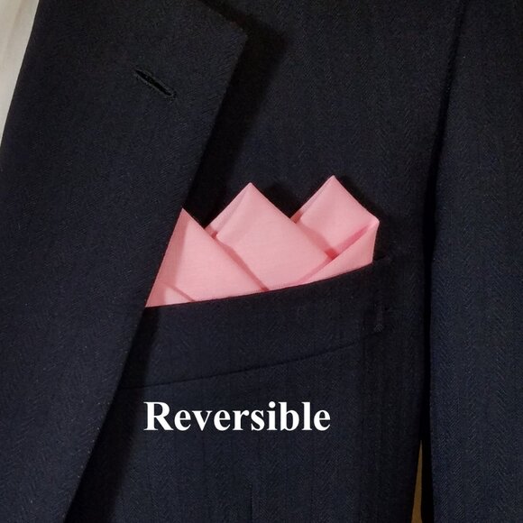 NEW Pink 100% Cotton Pre-Folded Pocket Square Handkerchief Insert - Picture 5 of 7